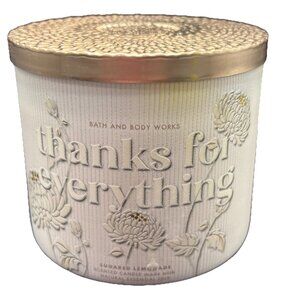 Bath & Body Works Thanks For Everything 3 Wick Candle 14.5 oz Sugared Lemonade